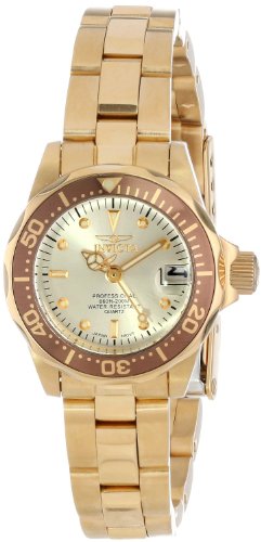 �C�����B�N�^ Invicta Women's 12527 Pro-Diver 18k Gold Ion-Plated Stainless Steel and Champagne Dial Bracelet Watch [���s�A���i]