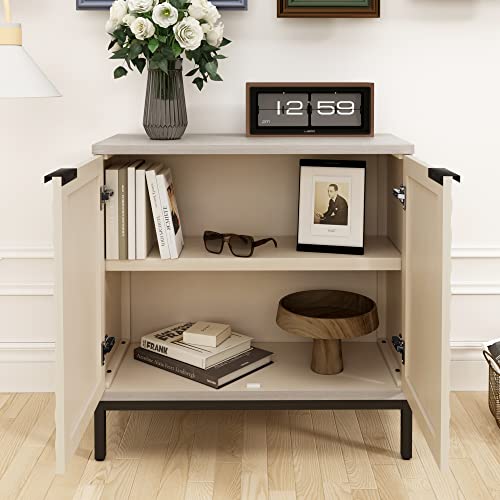 Hlr Wood Accent Cabinet With 2 Doors, Farmhouse Credenza Sideboard Gray Storage Cabinet Buffet With Metal Legs For Dining Living Room,Entryway,Hallway & Office #TOP5