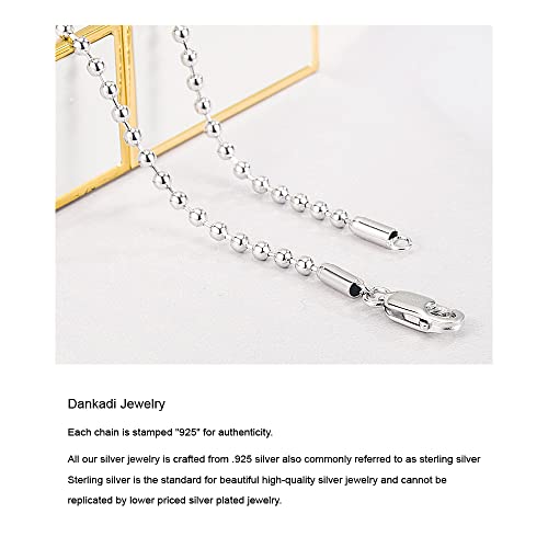 Meilanduo Solid 925 Sterling Silver 2.3Mm Ball Bead Chain Necklace 18, 20, 22, 24, 26, 28 Inch For Women & Men (22") #TOP6
