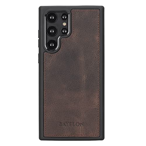 Bayelon Samsung Galaxy S22 Ultra Case, Full Grain Leather Phone Wallet, Detachable Phone Case Wallet, Tri-Fold Flip Phone Cover, Samsung Galaxy S22 Ultra Case With Card Holder, Stand (Tiguan Brown) #TOP6