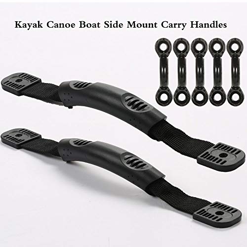 Borogo 4 Pcs Kayak Canoe Boat Side Mount Carry Handles, Paddle Park Kayak Handles And Hardwares - 5 Pcs Pad Eye With 10 Pcs Screws For Boat Kayak Deck Rigging Kit #TOP1