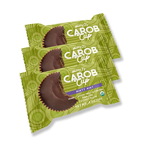 Missy J's Pack Of 3 Organic Mint Carob Cups, 0.9 Oz Coconut Sugar Carob Vegan And Gluten-Free | Healthy Caffeine Free Substitute Of Chocolate, Best For Snacks And Treats #TOP20
