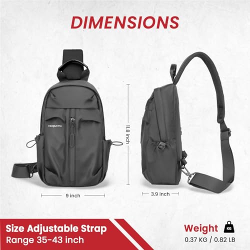 VERSATTA Mochila tiracolo pequena, bolsa de ombro para homens e mulheres, mochila leve de uma alça c