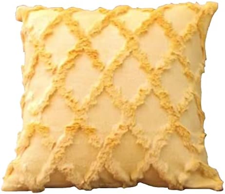 2-Pack Decorative Square Pillowcase Set Super Soft Luxurious Faux Fur Pillowcase for Sofa Living Room (18 x 18 inches) (Yellow)