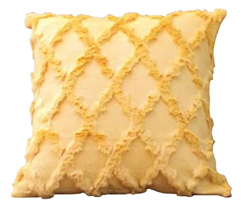 2-Pack Decorative Square Pillowcase Set Super Soft Luxurious Faux Fur Pillowcase For Sofa Living Room (18 X 18 Inches) (Yellow) #TOP6