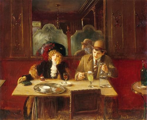 ARToPHIIU Pared Arte Cuadro Artistica Imagen Lienzo Famosa Pintura Reproducción En el café bebedores de absenta de Jean Beraud para Decoración de Paredes 60x90cm