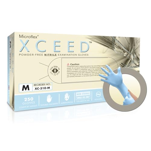 Microflex XCEED-XC310 Disposable Nitrile Gloves, Blue, Size Small, Box of 250