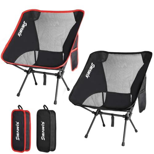SWAWIS 2 Pack Campingstuhl Faltbar Angelstuhl Klappstuhl Camping Stuhl...
