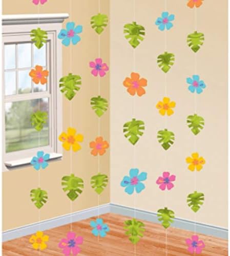 Amscan Hibiscus String Foil Decorations, One Size, Multicolor
