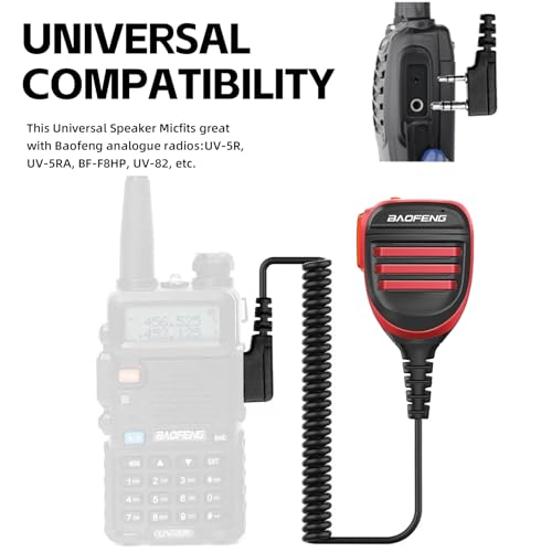 Baofeng Microphone | Radio Accessories | cb Radio mic | Speaker mic |Universal Police Walkie Talkie Microphone - Compatible with Baofeng UV-5R,BF-F8HP, UV-5R Pro,UV-K5, AR-152 and More Ham Radios
