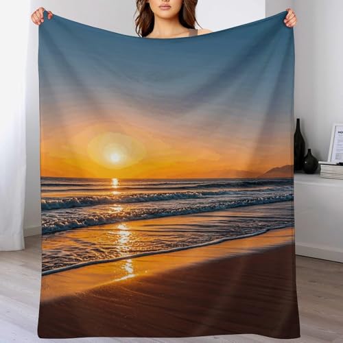 Couverture polaire canapé coucher de soleil 140x178cm molleton doux - 5