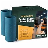 Tribus Grips Thick Grips for Dumbbells & Barbells (2.0” diameter) - Thick Dumbbell Grips (One Pair), Arm & Forearms & Grip Strength - Superior Barbell Grip & Comfort for Weight Lifting
