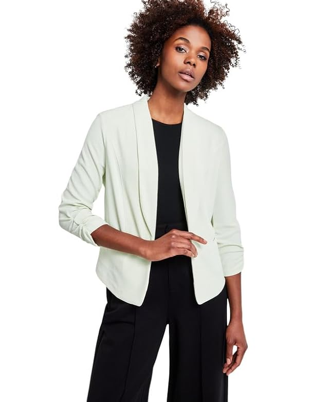 Bar III Womens Petite 3 4-Sleeve Shawl-Collar Blazer White Jade Petite Medium