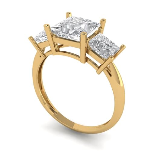 Clara Pucci 2.5 ctw Princess Cut Solid Gold Engagement Ring for Women - 14K Yellow Gold - Moissanite Wedding Promise Ring for Her2