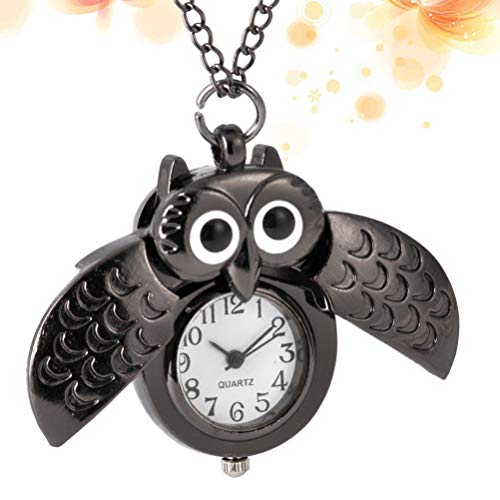 Relógio de bolso UKCOCO com asas em formato de coruja, algarismos vintage, escamas para relógio de c