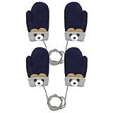 VEGCOO 2 Paar Baby Winter Handschuhe Fäustlinge, Kinder Winter Warme Fäustlinge, Baby Cartoon Fausthandschuhe, Stricken Handschuhe für 0-3 Jahre Jungen Mädchen (Marineblau)