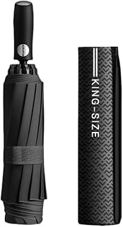 52 IN Extra-Large Canopy,Travel Folding Reverse Golf Umbrella for Business, Auto Open/Close,Portable,Rain & Sun, Windproof Rainproof,Zippered Pouch, Men & Professionals,10 Ribs,Backpack/Car
