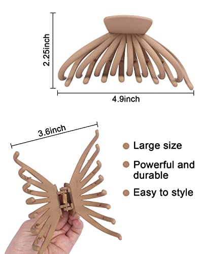 4 Pack Hair Clips For Women, 4.9‘’ Large Hair Claws Clips For Thick Thin Hair, Non-Slip Matte Big Hair Claws For Girls, 90' Vintage Strong Hold Octopus Jaw Clips For Women Accessories(Neutral Color) #TOP2