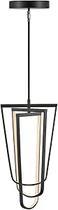 Fredrick Ramond Onyx Medium Adjustable Pendant - Modern Work of Art, Integrated LED, Includes (1) 6-in &amp; (2) 12-in Down Rods - Black Finish