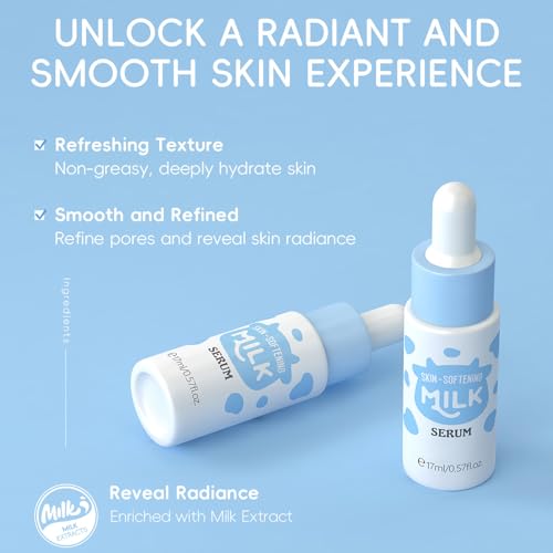 Rosardene 21PCS Milk Skincare Set for Girls 8-12, Teen Skin Care Kit, for Teenage Girls, Travel Skincare Sets for All Skin Types with Milk Cleanser, Serum, Cream, Face Mask, Smooth Skin