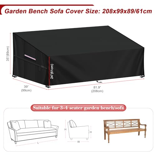 Miniatura 2 de Lamuni Funda Para Banco De Jardín 3-4 Plazas Funda Sofá Exterior Funda Protectora Para Banco De Jardin 420d Oxford Funda Para Sofá De Exterior Impermeable Funda Banco Mueble Jardín, 208x99x89 61cm