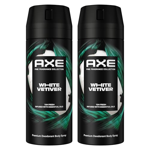 AXE Déodorant Homme Spray Anti-Transpirant White Vetiver - Collection Prestige - Fraîcheur 72h non-stop - Parfum vétiver, cèdre et patchouli - lot de...