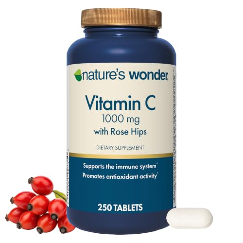Natures Wonder Vitamin C 1000mg with Rose Hips High-Potency 250 Tablets