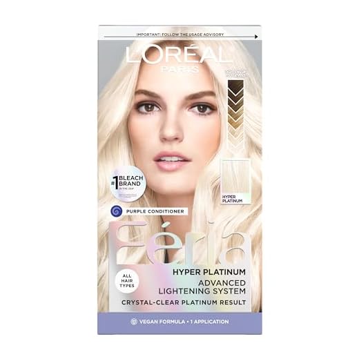 L'Oreal Paris Feria Hyper Platinum Advanced Lightening System Hair Bleach With Anti Brass Purple Conditioner, 4.3 Ounce