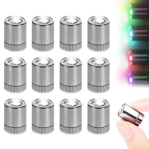 Pequeñas luces LED – 12 mini luces LED intermitentes, luz giratoria colorida, luces de casa de muñecas para decoración de bricolaje, luz electrónica con base de batería giratoria, accesorio de fiesta