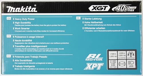 Makita TW003GM201 Visseuse à percussion sans fil 40 V max/4,0 Ah avec 2 batteries et chargeur en coffret Makpac