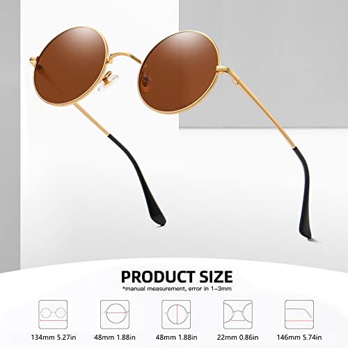 Image of MEETSUN Small Round Polarized Sunglasses for Men Women Metal Retro Hippie Circle Sun Glasses Driving Festival Cosplay UV400