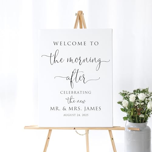 Wedding Brunch Welcome Sign, Welcome To The Morning After Sign, Modern Wedding Sign, Post Wedding Brunch Sign, Personalized Plastic Welcome Poster