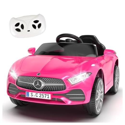 Fillfulfun Licensed Mercedes-Benz CLS 350 12V Ride On Car Truck for Kids, Ride on Toys for Toddlers w/Parent Control, Spring Suspension, Power Wheels for Girls w/Bluetooth, Music, LED Lights (Pink)