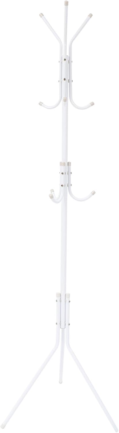 VANZACK Modern Multi-layer Coat Rack with Hooks Sturdy Freestanding Clothes Stand for Home Entryway Bedroom Office Space-saving Tapered Hook Design Prevents Damage White Iron Art Finish