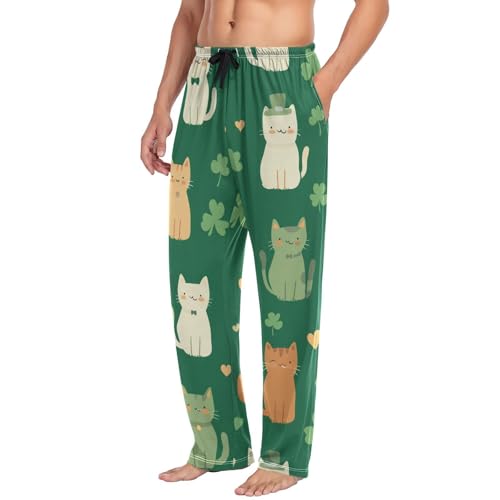 Cat Clovers Pajama Pants for Men Comfort Sleep Lounge Bottoms Straight-fit with Pockets S-XXL3