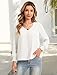 Womens Long Sleeve V Neck Blouses Dressy Casual Swiss Dot Business Work Shirts Chiffon Button Down Loose Fit Tops White, XXL
