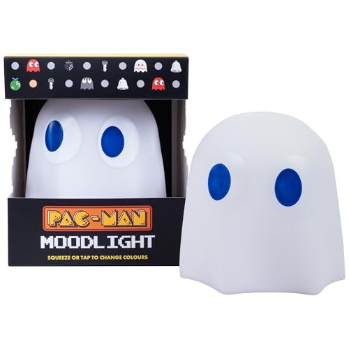 Pac-Man Colour Changing Ghost Mood Light. Touch & Squeeze Sensitive 3D Silicone Lamp. 9.9cm Tall. Battery Powered. Officially Licensed Pac-Man Merchandise.