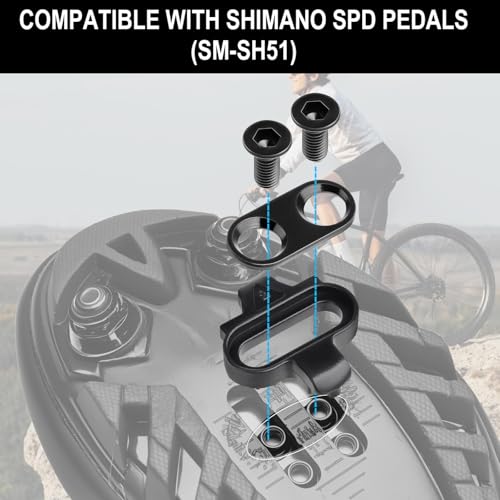 Zigdiptek Bike Cleats, Compatible with Shimano MTB SPD SM-SH51&Look X-Track Pedals, Cleats for Indoor Cycling, Spinning & Mountain Biking, Long Durable Chrome-Molybdenum Steel, Allen Wrench Included - Thumbnail 3
