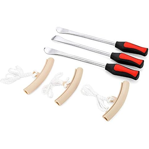 EXLECO 3Pcs Tire Spoon Tyre Lever Tool Tyre Change Tools for Motorcycle Bicycle Tire Removing + 3 Wheel Rim Protectors Tool Kit Cover