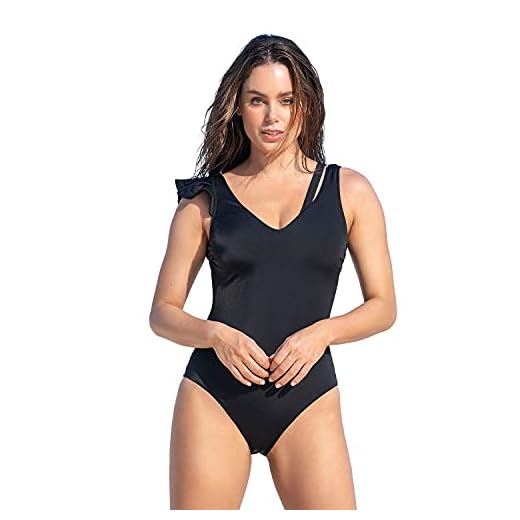 Leonisa Bañador con Volante en Hombro y Control Fuerte Luce hasta 2cm Menos