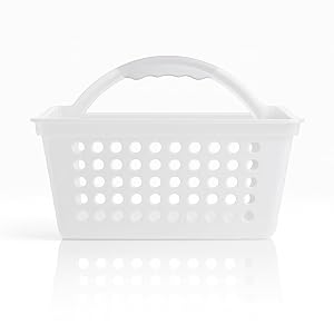 TruViare Small Portable Shower Caddy Frost Plastic Bathroom Organizer with Handle Lightweight Tote for Dorm Gym Travel Everyday
