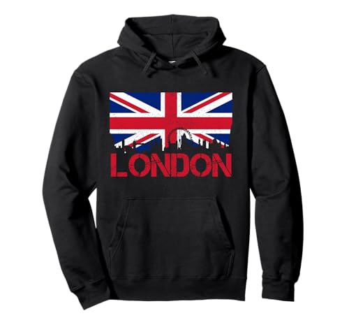 London Skyline UK England Union Jack Pullover Hoodie
