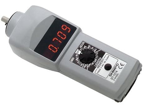 Shimpo DT-107A Handheld Tachometer with 6 Wheel, LED Display, 0.10 - 25000rpm Range