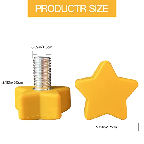 Tucana 1 Pari Star Shape 85A Rubber Roller Skate Stopper With 5/8” Bolt, Adjustable Rubber Plugs Brake Block Toe Stop, Skate Accessories Replacement For Double-Row, Durable, Non-Marking (Yellow) #TOP4