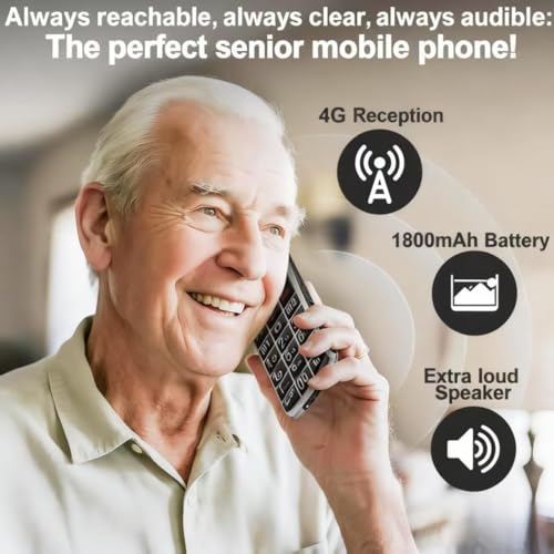 artfone A400 Silver - 4G Big Button Mobile Phone for Elderly丨USB-C, Charging Dock丨1800mAh Battery丨Easy to Use丨2MP Camera丨2.4‘’ Display丨SIM Free Unlocked Senior Mobile Phone丨SOS Button丨Dual-Nano SIM - Image 2