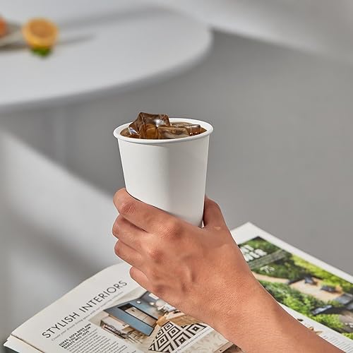 JOLLY PARTY 300 Pack 12 oz Disposable Paper Coffee Cup, Hot/Cold Beverage Drinking Cups for Water, White Paper Hot Coffee Cups - Thumbnail 6
