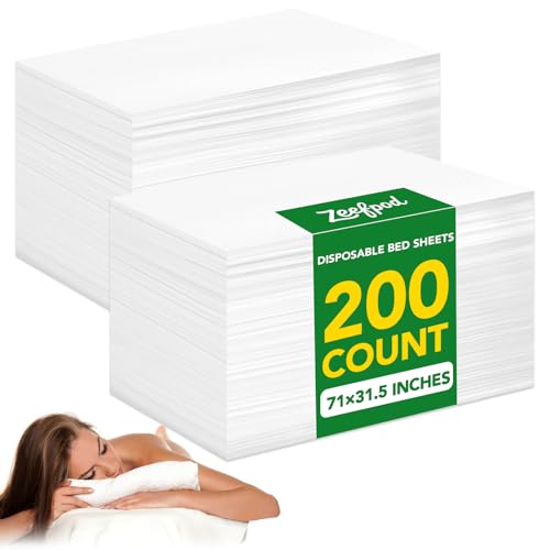200Pcs Disposable Massage Table Sheets 31.5 x 71 Non-Woven Fabric massage table cover for Hygiene and Comfort in Tattoo Spa Treatments Breathable and Durable Sheets(White)