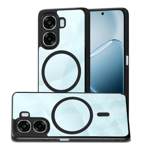 Image of AESTMO Oppo A6S 5G / Oppo K14X 5G / Oppo A6X 5G Back Cover | 360 Protection | Crystal Clear Hard Back Transparent | Compatible with MagSafe Accessories (PC+TPU, Black Bumper)