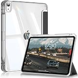 SQBEBS iPad 11世代 ケース (A16) 2025 iPad 第11/10世代 10.9インチ 2022 透明 アクリル カバー ペンシルホルダー付き 三つ折りスタンド Touch IDと オートスリープ 機能対応 超スリムス 耐衝撃 PU合成レザー カバー ブラック