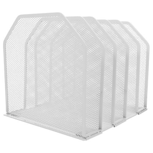 Organiseur de bureau en métal blanc avec 5 sections détachables